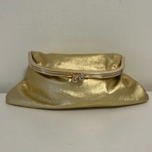 Christopher Kon leather Kiss Clasp gold clutch